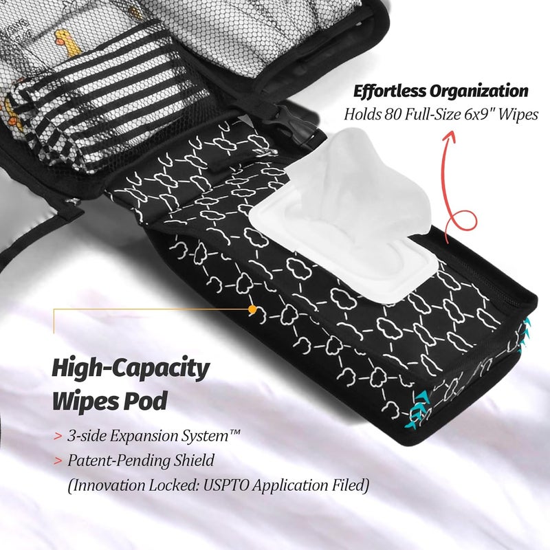 PZU Portable Diaper Changing Pad - Changing Pad Portable with Wipes Pocket, Waterproof Diaper Changing Mat, Portable Changing Pad for Baby, Newborn Gift (Black) - Image 5